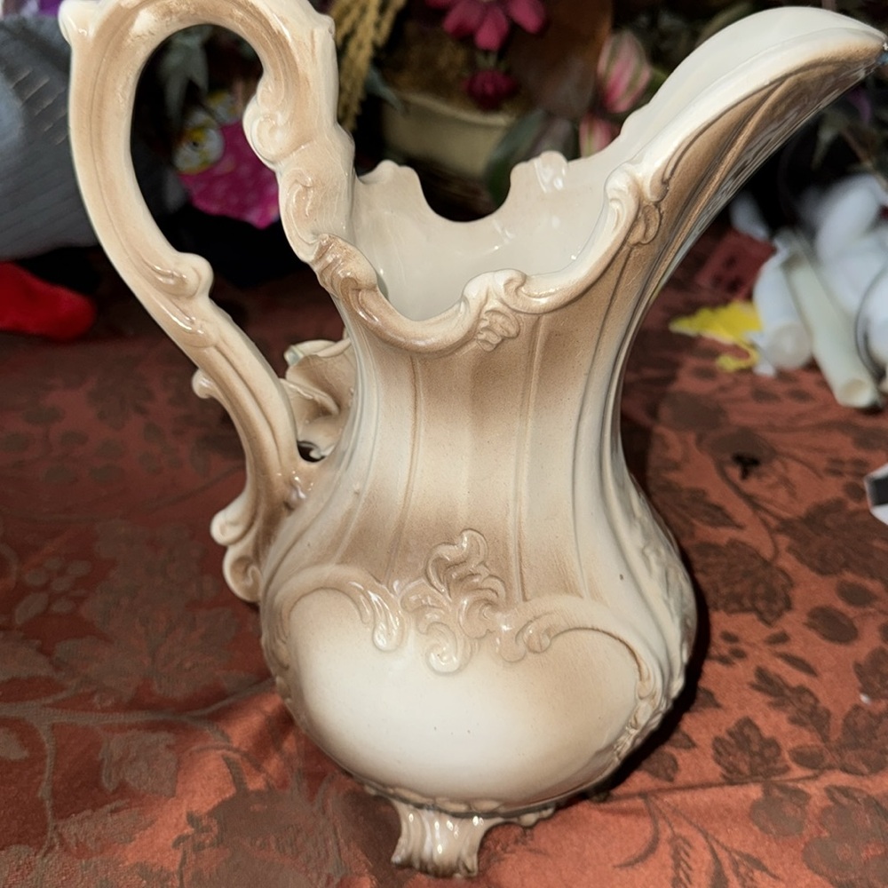 Vintage Capodimonte  Ceramic Pitcher with Pink and Yellow Roses - Picture 5 of 9